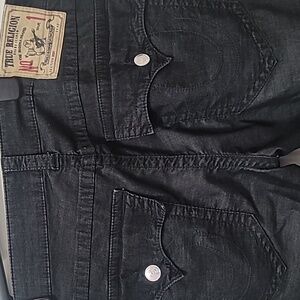 True Religion Authentic Vintage Men's Ricky Corduroy Cut off Black Jeans Size 33